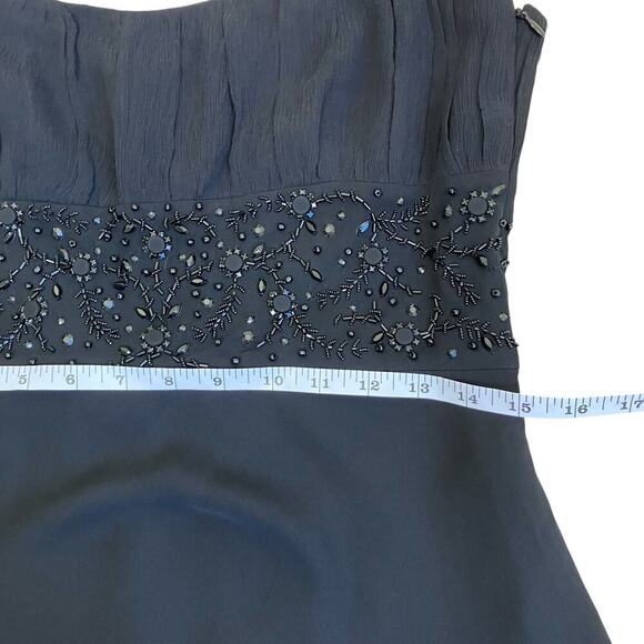 Ann Taylor 100% Silk Y2K Babydoll Prom Dress Midi Spaghetti Straps Beaded Flowy - Picture 14 of 16